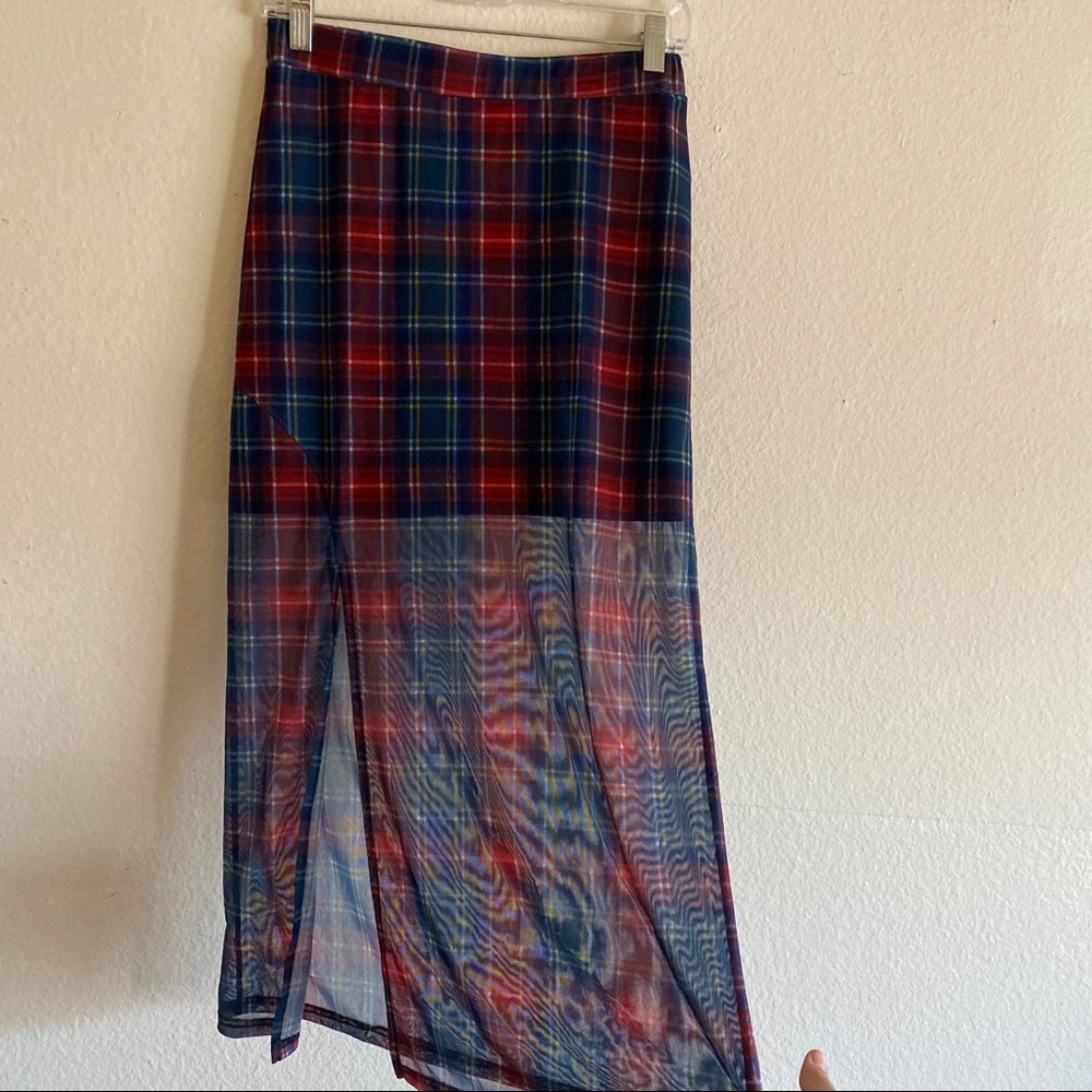 UNIF - plaid mesh skirt